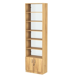 Стеллаж из ДСП с 5-ю полками 300x600 мм серии LEVEL-5 №5-1 (З/C - СТЕКЛО), Дуб Золотистый