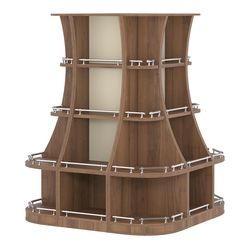 Островной низкий стеллаж ГАРАНТ №6-О с ограничителями, Орех + Крем Вайс