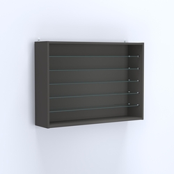 Витрина настенная №203-5Г открытая с пятью полками из стекла, Черный