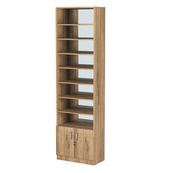 Стеллаж из ДСП с 8-ю полками 300x600 мм серии LEVEL-8 №5-2 (З/C - ЗЕРКАЛО), Дуб Канзас коричневый