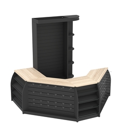 Комплект кассовой зоны со скосами и экономпанелями малый №1-1, Черный + Дуб Сонома