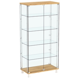 Витрина РОНДО с регулировочными полками №4-1-РЕГ на ножках (задняя стенка стекло), Дуб Золотистый