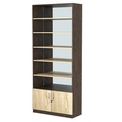 Стеллаж из ДСП с 5-ю полками 350x900 мм серии LEVEL-5 №13-2 (З/C - ЗЕРКАЛО), Дуб Венге + Дуб Сонома