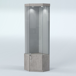 Угловая витрина для медалей ИС-331-А (задняя стенка бархат), Бетон Чикаго светло-серый F186 ST9