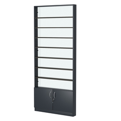 Стеллаж из ДСП с 8-ю полками 100x900 мм серии LEVEL-8 №8-1 (З/C - СТЕКЛО), Антрацит