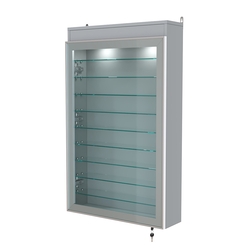 Витрина настенная №2-7А высокая с девятью полками и подсветкой серии Collecto, Серый