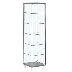 Витрина РОНДО с регулировочными полками №2-3-РЕГ на ножках (задняя стенка стекло), Антрацит