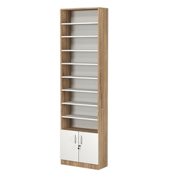 Стеллаж из ДСП с 8-ю полками 250x600 мм серии LEVEL-8 №4 (З/C - ДВП), Дуб Канзас коричневый + Белый