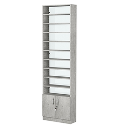 Стеллаж из ДСП с 9-ю полками 200x600 мм серии LEVEL-9 №3-1 (З/C - СТЕКЛО), Метрополитан Грей