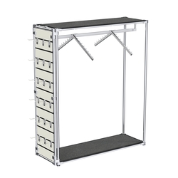 Хромированный стенд-вешало ETD-12 №1-3 (торец-ЭП) с полками ДСП 16мм, Антрацит