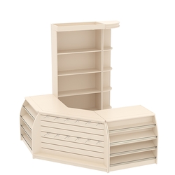 Комплект кассовой зоны с открытыми стеллажами малый №1, Крем Вайс