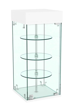 Витрина РОТАЦИЯ настольная с вращающимися полками №21-3 (прозрачная), Белый
