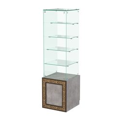 Стеклянный прилавок с дверкой и декором №СПБА-208, Бетон Чикаго светло-серый F186 ST9