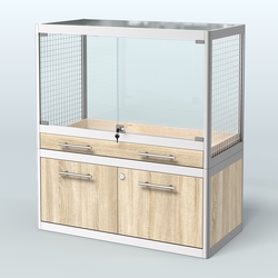Витрина низкая для продажи средних млекопитающих в зоомагазин серии КУНЬИ-01, Дуб сонома