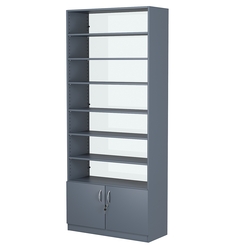 Стеллаж из ДСП с 6-ю полками 350x900 мм серии LEVEL-6 №13-1 (З/C - СТЕКЛО), Темно-Серый