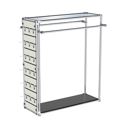 Хромированный стенд-вешало ETD-38 №1-4 (торец-ЭП) с полкой Зеркало 4мм, Черный