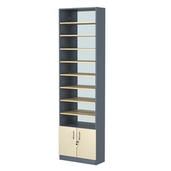 Стеллаж из ДСП с 8-ю полками 250x600 мм серии LEVEL-8 №4-2 (З/C - ЗЕРКАЛО), Темно-серый + Крем Вайс