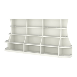 Пристенный низкий стеллаж ГАРАНТ №3-О с ограничителями, Белый