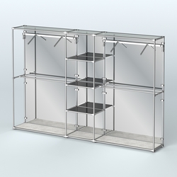 Торговая система ХРОМ (задняя стенка - зеркало) 3030 мм с тонированными полками и поручнями №12, Метрополитан Грей