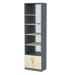 Стеллаж из ДСП с 4-мя полками 350x600 мм серии LEVEL-4 №6-2 (З/C - ЗЕРКАЛО), Темно-серый + Крем Вайс