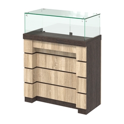 Торговый прилавок с утопленным фасадом и широкими ящиками №УФ-4-900, Дуб Венге + Дуб Сонома