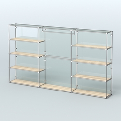 Торговая система ХРОМ (задняя стенка - стекло) 3600 мм с полками ДСП и поручнями №1, Дуб Сонома