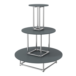 Торговый хромированный остров ПИРАМИДА №4 (полки ДСП 16мм), Темно-Серый