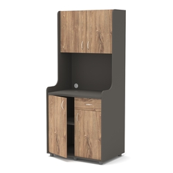 Офисная мини-кухня ЭЛЕГИЯ №1А, Черный + Дуб Канзас Коричневый