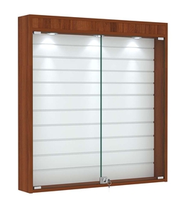 Витрина настенная №4-2Б закрытая с экономпанелью и фризом, Орех