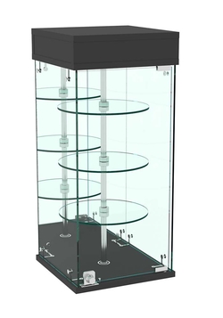 Витрина РОТАЦИЯ настольная с вращающимися полками №25-3 (задняя стенка - зеркало), Черный