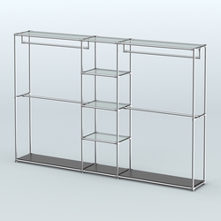 Торговая система ХРОМ без ДСП 3030 мм с прозрачными полками и поручнями №4, Черный