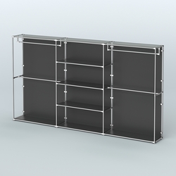 Торговая система ХРОМ (задняя стенка - ДСП) 3600 мм с полками ДСП и поручнями №2, Черный