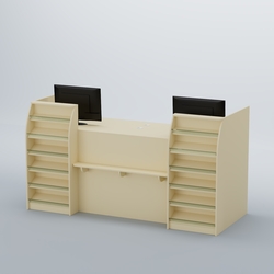 Ресепшен Атлант с фасадными наклонными полочками №3, Крем Вайс