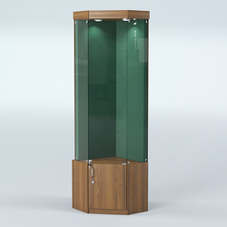 Угловая витрина для медалей ИС-331-А (задняя стенка бархат), Орех