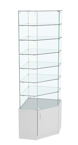 Витрина ИСТРА угловая №333  (задние стенки - стекло), Серый