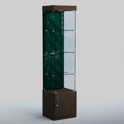 Высокая стеклянная витрина КАПИТОНЕ №2, Дуб Венге  + Велюр Tiffany 10 Dk. Green