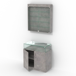 Комбинированный прилавок-витрина с высоким накопителем КПВ-14-03, Бетон Чикаго светло-серый F186 ST9