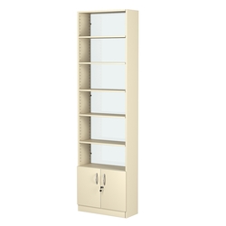 Стеллаж из ДСП с 5-ю полками 250x600 мм серии LEVEL-5 №4-1 (З/C - СТЕКЛО), Крем Вайс