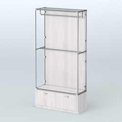 Торговая система ХРОМ (задняя стенка - ДСП) 1200 мм №1-3 с тумбой Т-15 и поручнями, Ясень Анкор светлый