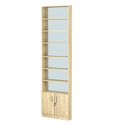 Стеллаж из ДСП с 6-ю полками 100x600 мм серии LEVEL-6 №1-2 (З/C - ЗЕРКАЛО), Дуб Сонома