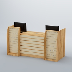 Ресепшен Атлант с накладными планками и экономпанелями №8, Дуб Золотистый и Крем Вайс