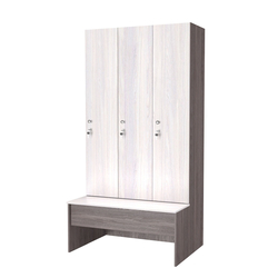 Шкаф для раздевалок со скамейкой КОМБО-Соло №3-1, Ясень Анкор темный + Ясень Анкор светлый