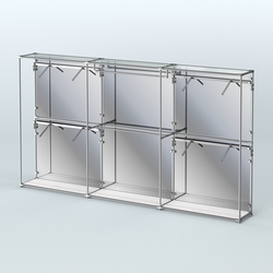 Торговая система ХРОМ (задняя стенка - зеркало) 3600 мм с поручнями №2, Ясень Анкор светлый