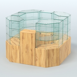 Стеклянный островок-павильон серии КОЛЬЦО квадратный №5, Дуб Золотистый