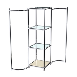 Хромированное вешало ВОЛНА №1-1 с полками стекло 6 мм, Крем Вайс