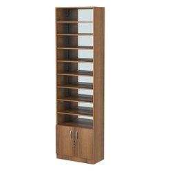 Стеллаж из ДСП с 8-ю полками 300x600 мм серии LEVEL-8 №5-2 (З/C - ЗЕРКАЛО), Орех