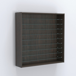 Витрина настенная №204-5Г открытая с девятью прозрачными полками, Дуб Венге