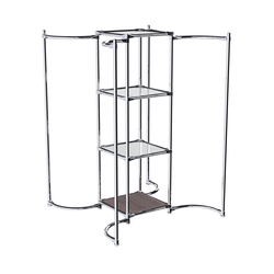 Хромированное вешало ВОЛНА №4-4 с зеркальными полками 4мм, Ясень Анкор темный - U31105