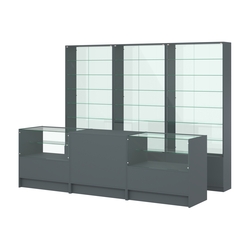 Комплект витрин с регулировочными полками NE-6 №12-1 и прилавков ЭК-3, Темно-Серый