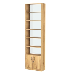 Стеллаж из ДСП с 5-ю полками 250x600 мм серии LEVEL-5 №4-1 (З/C - СТЕКЛО), Дуб Золотистый